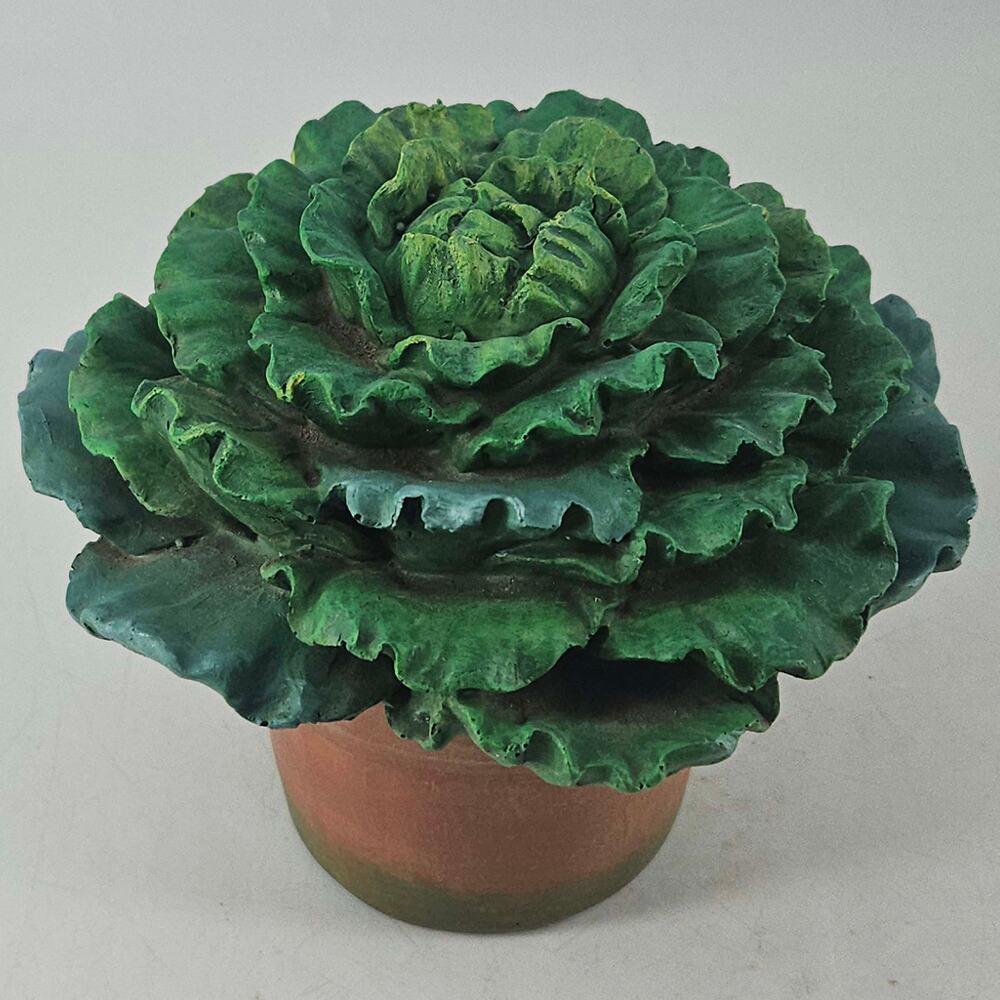 Vintage ceramic kale plant in pot figurine farmhouse cottage core decor